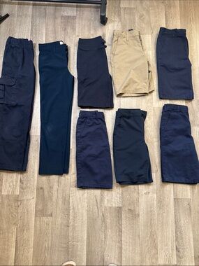 Kids Navy and Khaki Bottoms Pack - Classic School Shorts & Pants.Size 10